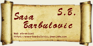 Saša Barbulović vizit kartica